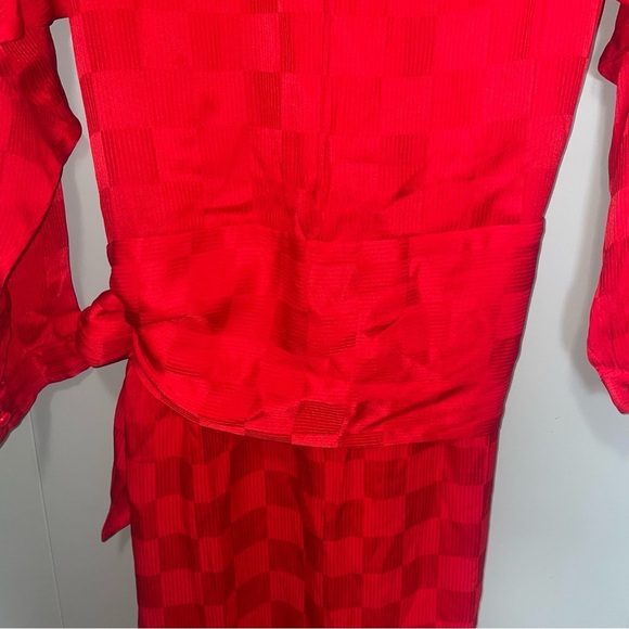 Liz Claiborne Sport Vintage Drop Waist Red Checkered Dress 100% Silk Size 8 - Picture 9 of 9